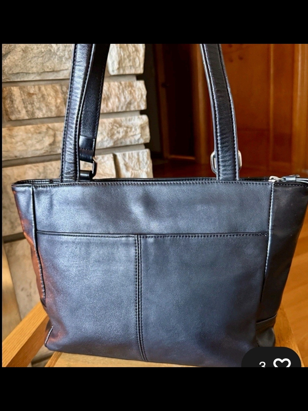 Giani Bernini Black Leather Medium Shoulder Bag. - Picture 2 of 15